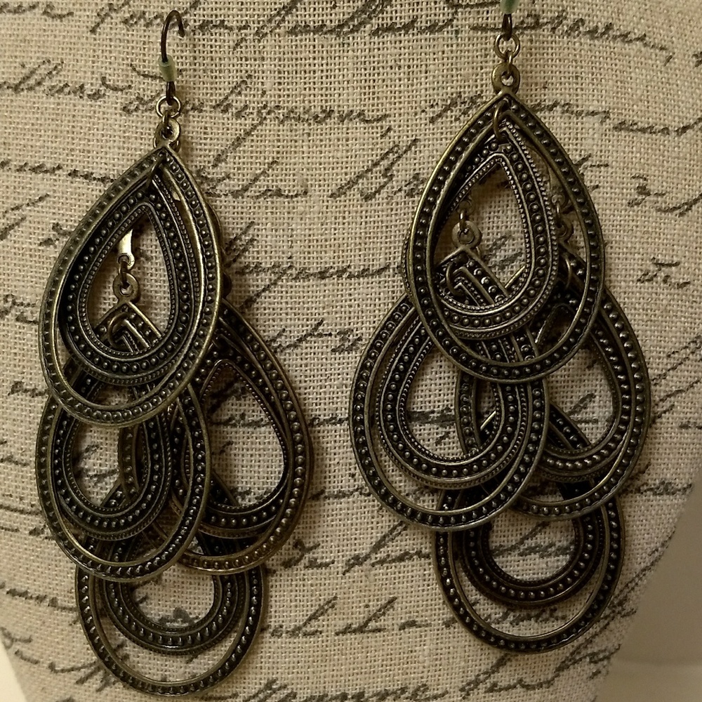 Gold teardrop hook earrings